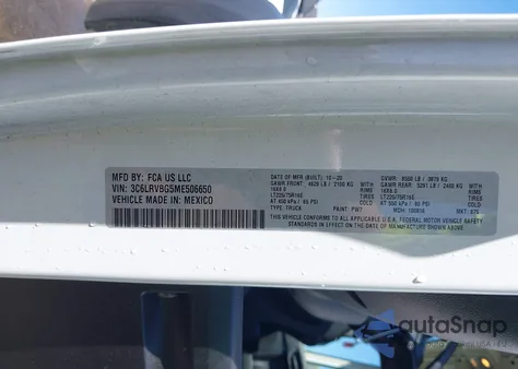 2021 Ram Promaster 1500 High Roof 136 Wb z USA, uszkodzony, nr VIN 3C6LRVBG5ME506650